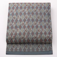 専用 夏物 八寸名古屋帯（よろけに花文）全通総柄 薄い透け感 正絹美品