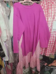 ピンク ストライプ レイヤード ロング ONE PIECE