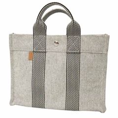 ≪極美品≫エルメス ニューフールトゥ グレー PM キャンバス トートバッグ 美品◇エルメス ニューフールトゥPM ハンドバッグ キャンバス グレー