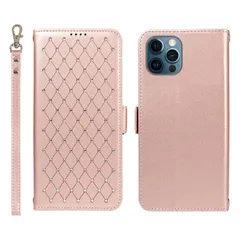【新品】 Jcxtrombulous対応 iPhone 13 Pro Max ケース (6.7インチ) PUレザー 耐衝撃設計 内蔵カードホルダー 取り外し可能ストラップ付き スタンド機能 RFID遮断機能-ローズゴールド