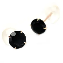 K10 ピンクゴールド 4mm ピアス 両耳用 スタッド ピアス ブラックスピネル 1