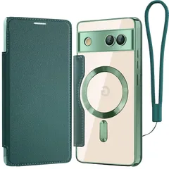 【新品】 Cace for Google Pixel 8A ケース手帳型 シンプル グーグルピクセル 8A 向けのスマホケース 背面 透明 magsafe対応 ワイヤレス充電対応 多機能 収納 財布型 カード入れ RFIDブロッキング PU革レザーカバー 軽量