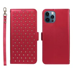 【新品】 Jcxtrombulous対応 iPhone 13 Pro Max ケース (6.7インチ) PUレザー 耐衝撃設計 内蔵カードホルダー 取り外し可能ストラップ付き スタンド機能 RFID遮断機能-レッド