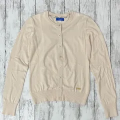 【38(M目安)】BLUE LABEL CRESTBRIDGE ブルーレーベル クレストブリッジ クルーネック カーディガン ベージュ系 長袖 COTTON 100% コットン 綿 (72-2026-0517-SW-001)