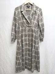 ◇ ⊇ AS KNOW AS アズノゥアズ チェック柄 長袖 ロング コート ブラウン ベージュ系 レディース P  【1408200037625】のサムネイル