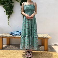 ヌキテパ コットンボイル フラワープリント キャミドレス ミント