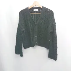 ◇ ⊇ OPAQUE.CLIP　オペークドットクリップ シアー素材コットン使用 長袖 カーディガン サイズM ブラック レディース E  【1408220056583】