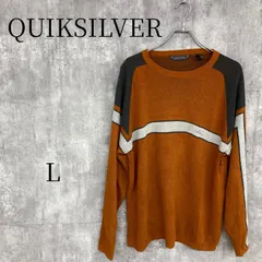 クイックシルバー QUIKSILVER ニット セーター L オレンジ 灰 白 クルーネック アクリル ウール 韓国製 00s Y2K ストリート サーフ スケーター ブランドロゴ 切替 配色 ヴィンテージ デザインニットのサムネイル