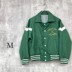 ナイロンスタジャン 80s 90s カナダ製 Williams Lake Minor Hockey 刺繍ロゴ チームロゴ 緑 グリーン 白 メンズ 裏地キルティング 中綿入り ビンテージ アメカジ ストリート ヒップホップ レトロ