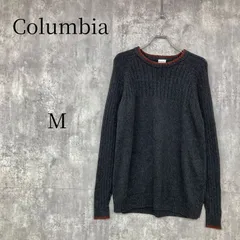 コロンビア Columbia ニット セーター M チャコールグレー 100% コットン 綿 メンズ クルーネック リブ編み 切替デザイン ブランド 古着 アウトドア キャンプ カジュアル トップスのサムネイル