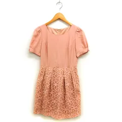 レッセパッセ LAISSE PASSE シアージャガード フレア ワンピース ひざ丈 タック ボートネック 半袖 38 ピンク /NT26