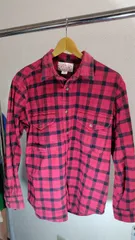 h206◆ 美品　FILSON GARMENT◆赤×黒のチェック柄 しっかりした厚手コットンネルシャツのサムネイル