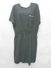 ◇ ⊂ Champion チャンピオン ウエストゴム 半袖 膝丈 ワンピース サイズM ブラック レディース P  【1409090022951】のサムネイル
