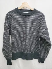◇ ⊇ A day in the life UNITED ARROWS 総柄 長袖 ニット セーター ダークネイビー ホワイト系 レディース P  【1409090048821】