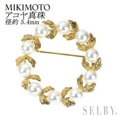 美品 MIKIMOTO サークル リーフ パール 真珠 ブローチ K18 ドレス