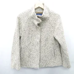 ◇ ⊇ Rhythm of Life 総柄 スタンドカラー 長袖 ジャケット サイズS アイボリー ブラウン グレー レディース E  【1409100042726】