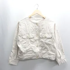 ◇ ⊇ natural couture ナチュラルクチュール 長袖 ノーカラージャケット サイズF ベージュ レディース E  【1409100049022】のサムネイル