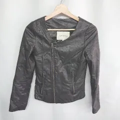◇ ⊇ Jewel Changes ジュエルチェンジズ 長袖 ノーカラーライダースジャケット サイズ36 ブラック レディース E  【1409100053074】