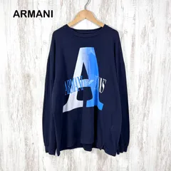 90s ARMANI JEANS オールド アルマーニジーンズ ビッグロゴプリント ロンT ネイビーのサムネイル