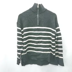 ◇ ⊇ ZARA ザラ ボーダー柄 長袖 セーター サイズM ブラック レディース E  【1409100069846】
