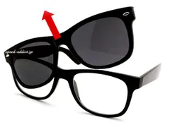 CLIP-ON WELLINGTON SUNGLASS BLACK × SMOKE(CLEAR)/クリップオン ウェリントン サングラス 取り外し マグネット式 伊達眼鏡 メガネ めがね 着脱 uvのサムネイル