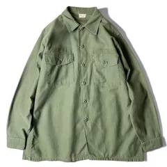 60s US ARMY 米軍実物 OG-107 コットン サテン ユーティリティ シャツ 2nd 16 1/2 シャツ袖 / 60年代 ビンテージ ミリタリー ジャケット