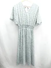 ◇ ⊇ DAY CLOSET 花柄 ウエストゴム ロング丈 ワンピース サイズ2XL ライトグリーン マルチカラー レディース E  【1409240033134】