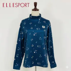 ELLE SPORT エルスポーツ 総柄 ハイネック 長袖 カットソー L ネイビー 自転車 エッフェル塔 レディース #K040-8のサムネイル