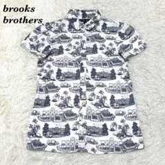【美品】 Brooks Brothers 半袖シャツ ホワイト プリント 総柄のサムネイル