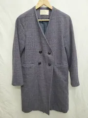 ◇ ⊇ CIAOPANIC チャオパニック チェック 長袖 ノーカラー　コート サイズF パープル系 レディース P  【1409250028366】