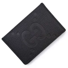 グッチ 812681 ジャンボGGレザー ブラック カードケース 名刺入れ 定期入れ パスケース レザー GUCCI（未使用　展示品）
