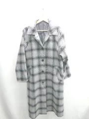 ■ ⊇ GU チェック 長袖 ロングコート サイズM グレー レディース E  【1410100031900】のサムネイル
