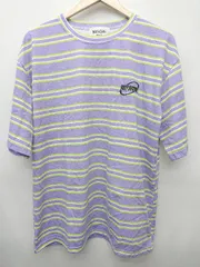 ◇ ⊂ BASQUE magenta　バスクマゼンタ マルチボーダー　ロゴ刺繍 半袖 Tシャツ　カットソー サイズFREE パープル メンズ P  【1410160012611】のサムネイル