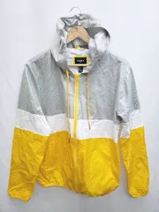 ◇ ⊇ FOREVER 21 フォーエバー21 長袖 ジップアップ パーカー サイズM ライトグレー イエロー メンズ P  【1410230017294】のサムネイル