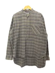 ヴィンテージ VINTAGE BARBE BLEUE グランパシャツ プルオーバーシャツ バンドカラー チェック カーキ 6