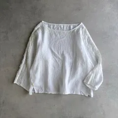 極美品 / LA MARINE FRANCAISE マリンフランセーズ / Linen リネン レース付きブラウス / レディース F フリーサイズ / オフホワイト / 麻 プルオーバー シャツ / トップスのサムネイル