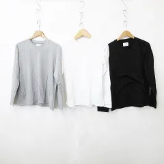 エディフィス EDIFICE Tシャツ 3枚セット ロンT 長袖 丸首 綿 グレー 白 黒 ホワイト ブラック 46のサムネイル
