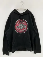 HARLEY-DAVIDSON ハーレーダビッドソン パーカー L ブラック コットン 裏起毛 前面プリント バックプリント ブランドロゴ プルオーバー 長袖 メンズ レディース