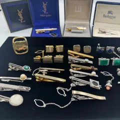 【中古　未使用】タイピン　カフス　色石　シルバー　刻印　ゴールド