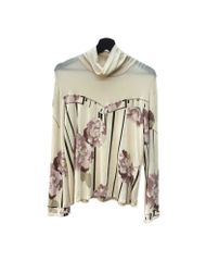 LEONARD FASHION花柄 ハイネックカットソーブルー ウールシルク40