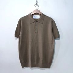 ブラウン M Parts Lab. パーツラボ メタリックニットポロシャツ ラメ 