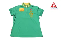 ルコックスポルティフゴルフ LE COQ SPORTIF 中古 ゴルフ ハーフジップ ハイネック 半袖シャツ レディース ゴルフウェア グリーン×イエロー