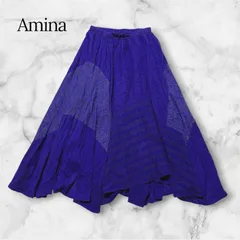 Amina アミナ パッチワーク レース ロングスカート ウエストゴム 裏地付き マキシ丈 ブルー 紫 パープル エスニック チャイハネ 綿 インドコットン ボヘミアン 履き心地柔らか B0827のサムネイル