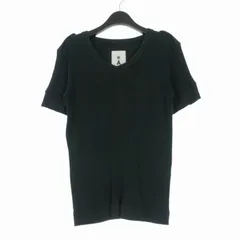 エイス A VネックTシャツ リブカットソー ロゴラインストーン 半袖 3 ブラック 黒のサムネイル
