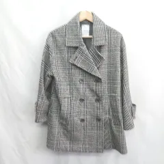 ◇ ⊇ ROSE BUD ローズバッド チェック柄 長袖 ピーコート サイズS ブラック レディース E  【1411280015698】のサムネイル