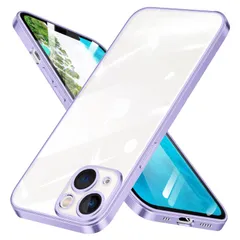 メッキ加工 薄型 黄変防止 TPU 透明 スリム 耐衝撃 スマホケース ストラップホール付き カバー 用の 用の 14 14 薄紫 アイフォン クリア ケース iPhone