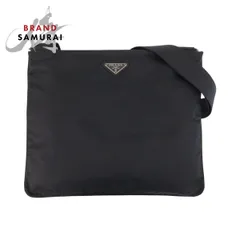 美品 PRADA プラダ テスート 三角ロゴプレート ブラック 黒 ナイロン ショルダーバッグ メッセンジャーバッグ レディース 500352【中古】