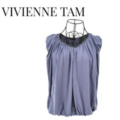 VIVIENNE TAM ネイビー ノースリーブブラウス 鶴 - メルカリ