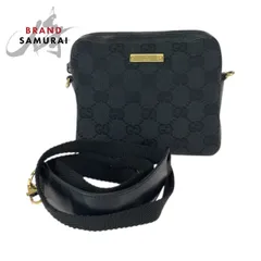 美品 GUCCI グッチ ブラック 黒 ゴールド金具 GGキャンバス/レザー 