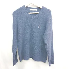 ◇ ⊇ MEN'S MELROSE メンズメルローズ 胸元刺繍 長袖 ニット サイズ3 ブルー メンズ E  【1411280032701】